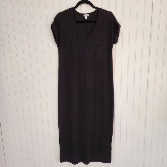 CUYANA Black Pima Cotton Modal Soft Jersey Knit Essential Midi Shirt Dress Small - Picture 3 of 9